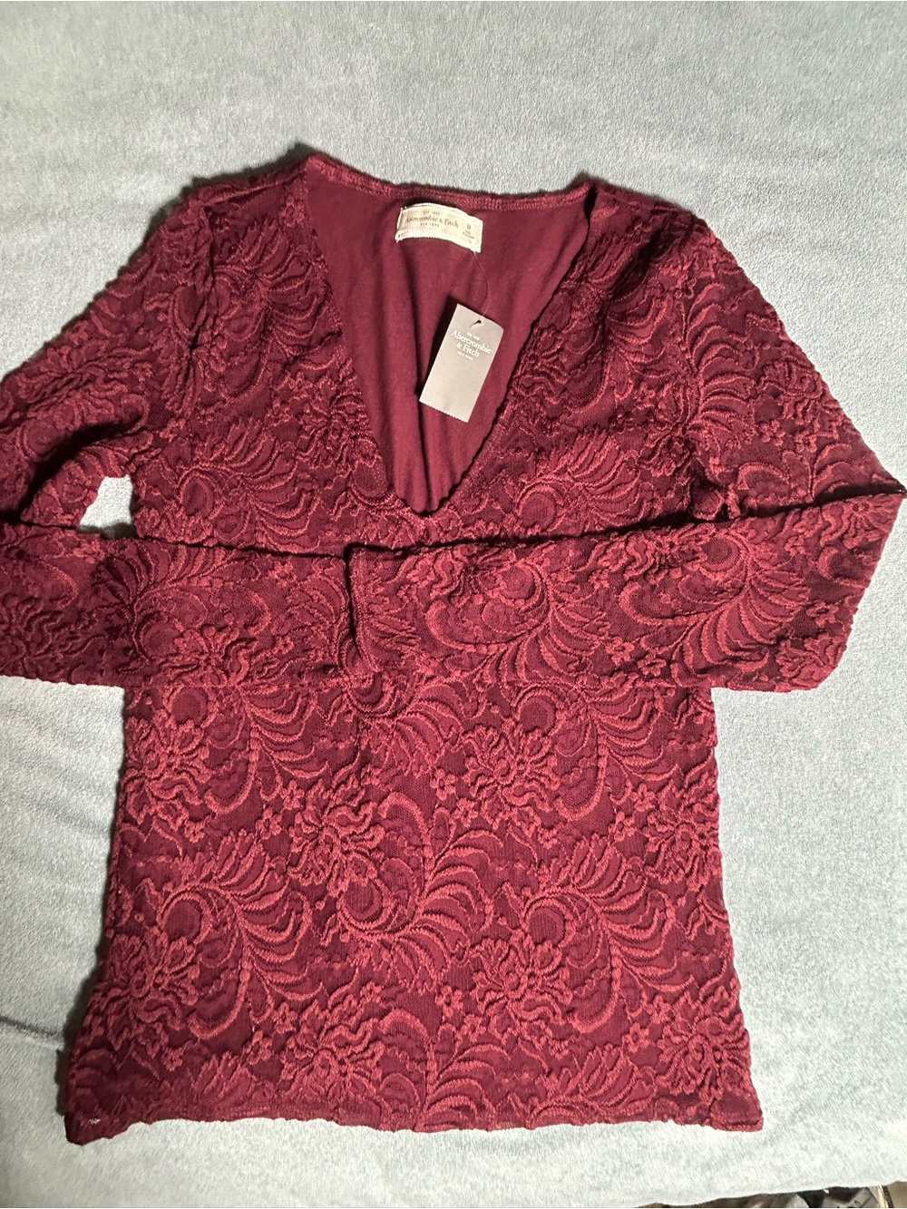 Abercrombie & Fitch Burgundy Crochet Trim Top